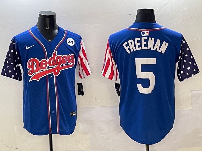 Men Los Angeles Dodgers #5 Freeman Blue a generation of national flags Joint name 2025 Nike MLB Jersey style 6->los angeles dodgers->MLB Jersey
